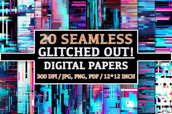20 Seamless Digital Glitch Patterns: A Versatile Resource for Creative Designers
