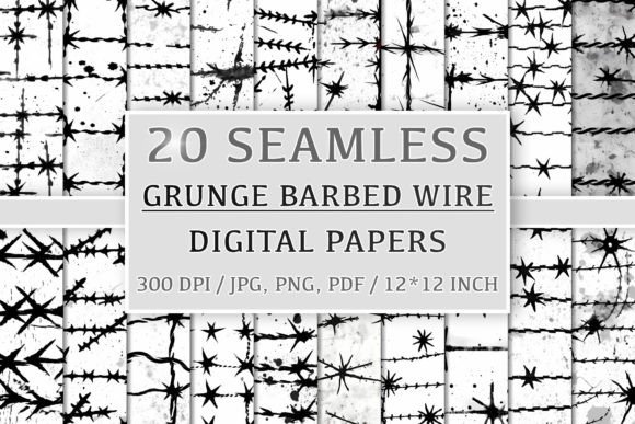 20 Seamless Grunge Barbed Wire Patterns: A Creative Resource for Designers