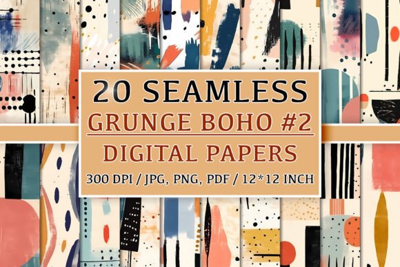 20 Seamless Grunge Boho Patterns 2: Elevate Your Creative Projects with Timeless Design