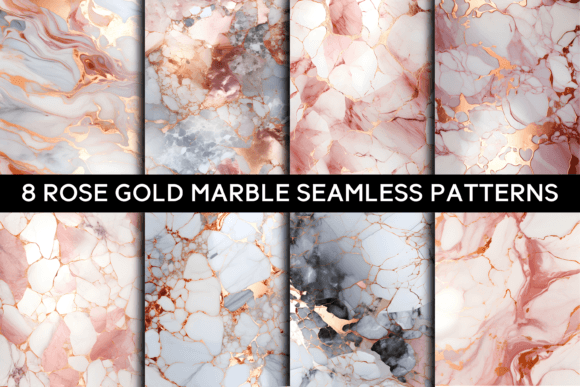 8 Rose Gold Marble Seamless Patterns: A Versatile Design Resource for Creatives