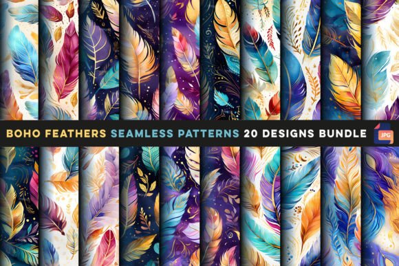 Boho Feathers Seamless Patterns: A Creative Resource for Designers and Enthusiasts