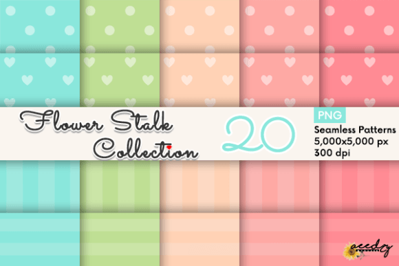 Flower Stalk Collection Patterns Set: A Versatile Resource for Creative Designers
