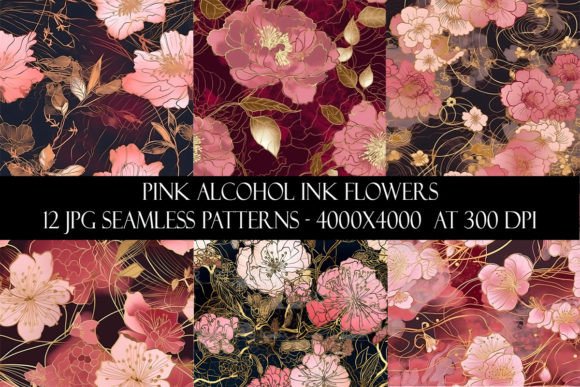 Pink Alcohol Ink Flower Patterns: A Creative Resource for Designers
