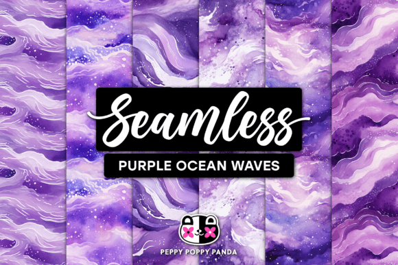 Purple Ocean Waves Seamless Patterns