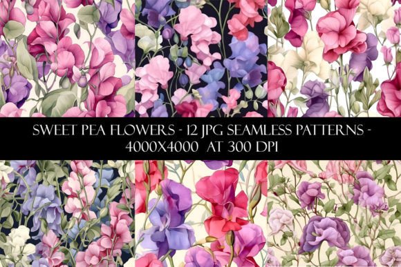 Sweet Pea Flowers Seamless Patterns