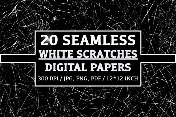 Transform Your Creative Projects with 20 Seamless White Scratches Patterns and 20 Seamless White Scratches on Black Digital Papers Clipart Backgrounds