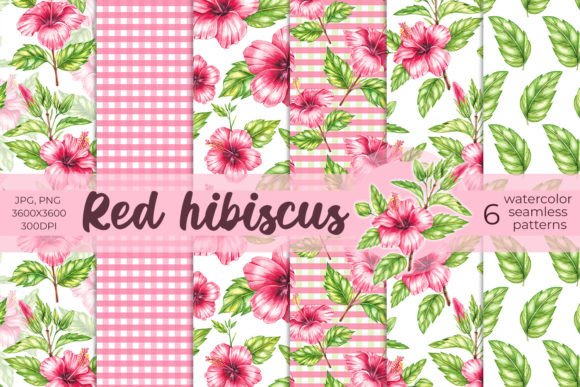 Watercolor Hibiscus Patterns PNG, JPG: A Versatile Design Resource for Creative Projects