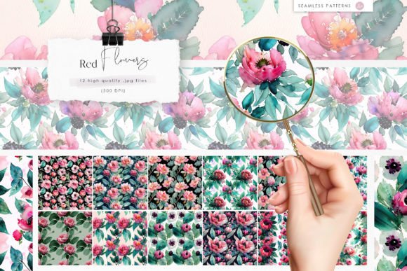 Watercolor Red Flowers Seamless Patterns: A Creative Resource for Designers and Entrepreneurs